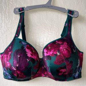 Beautiful Cacique bra size 40F balconette turquoise floral